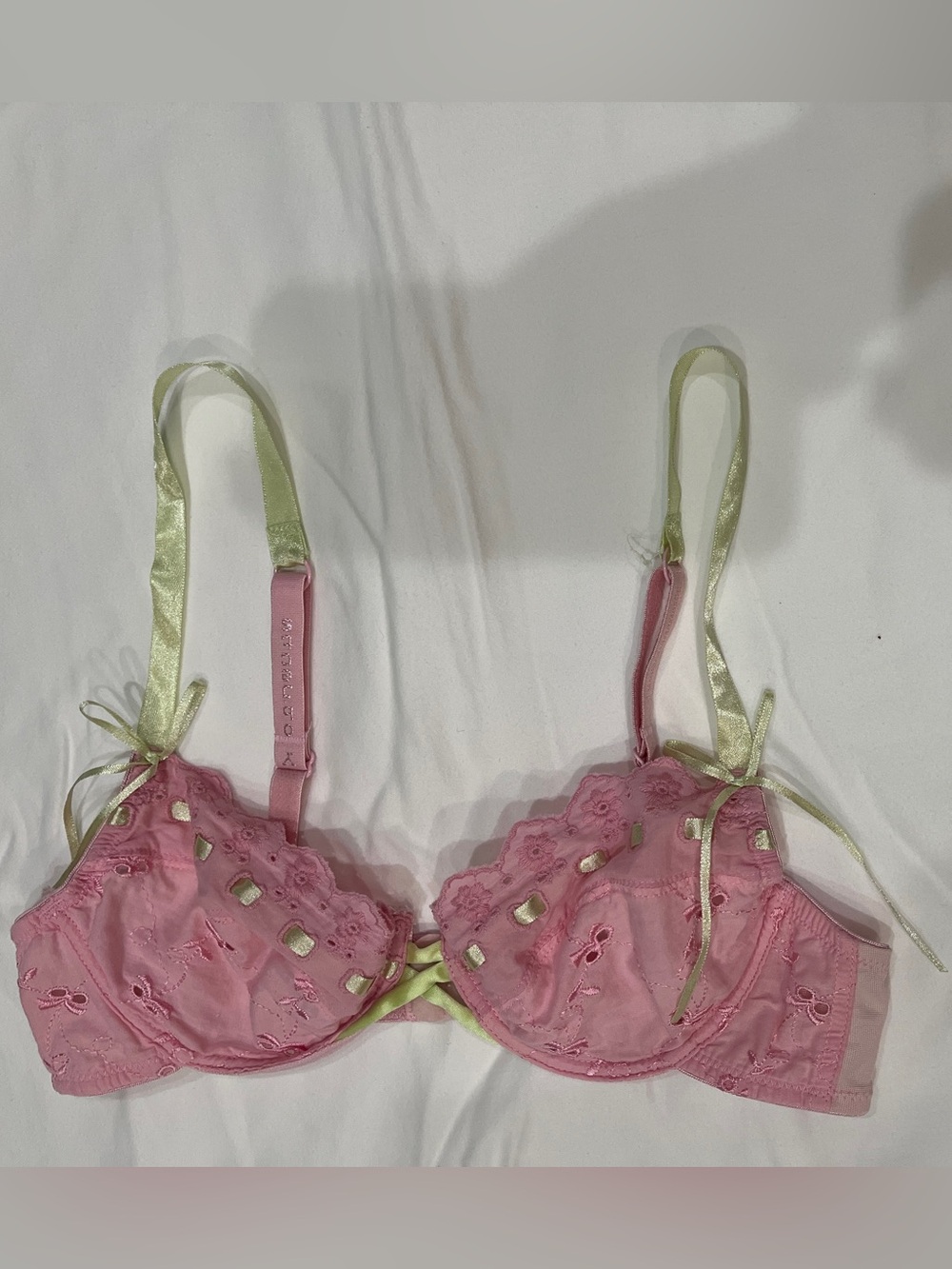 Objects Pink Eyelet Bra with Satin Straps – Size 32A